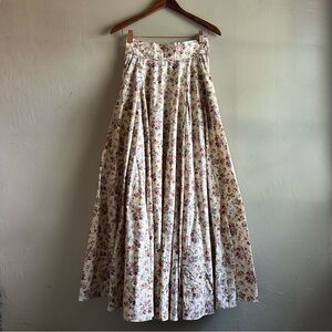Floral vintage cotton high waisted maxi circle skirt